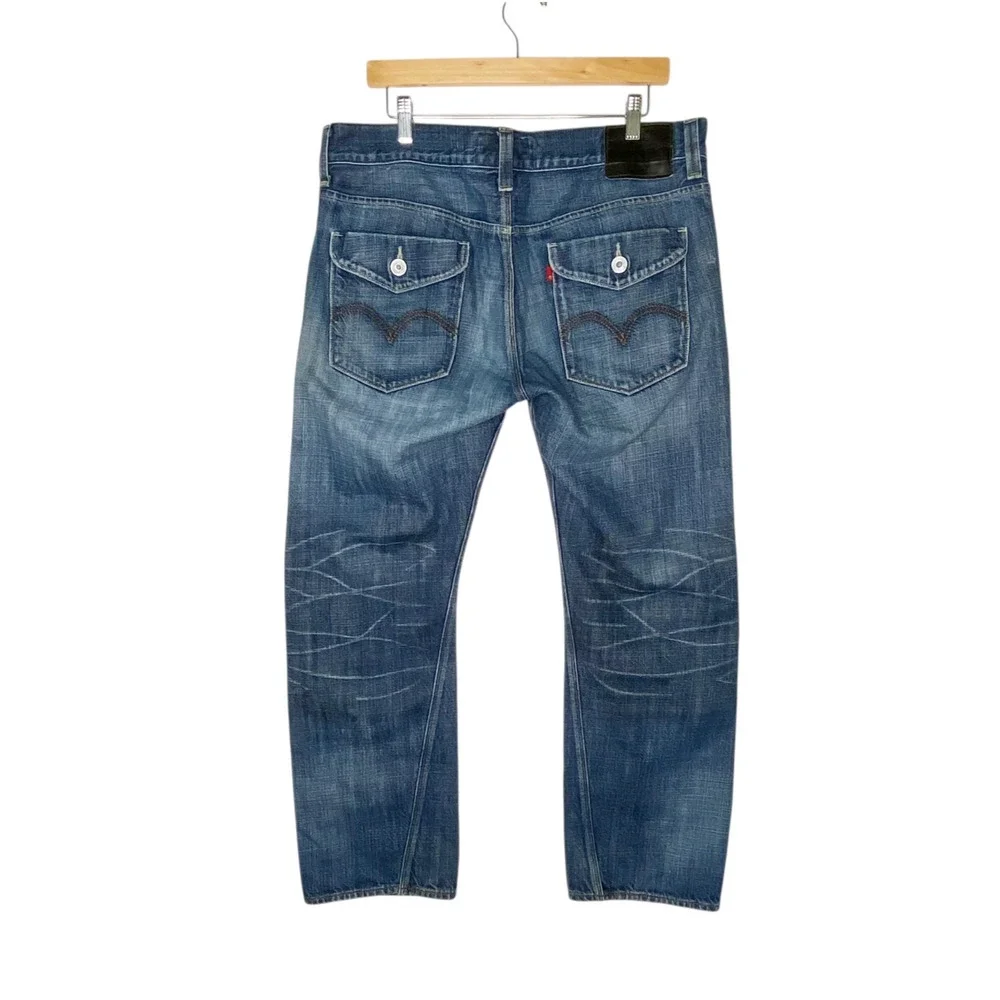 Levis 514 Jeans Mens 36x30 Slim Straight Leg Blue Denim Faux Flap Pocket Western
